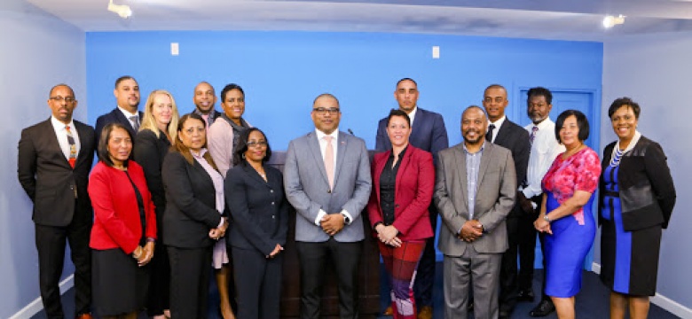 Minister Rabain with group school redesign